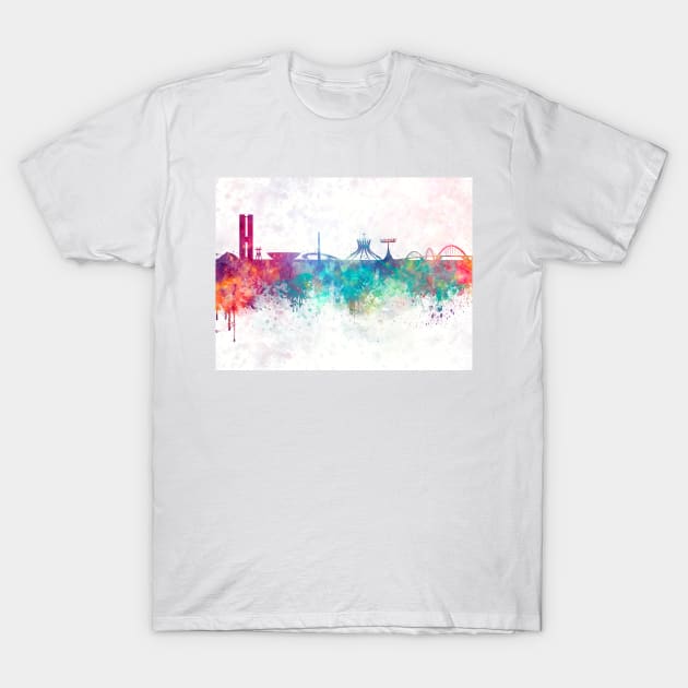 Brasilia skyline in watercolor T-Shirt by PaulrommerArt